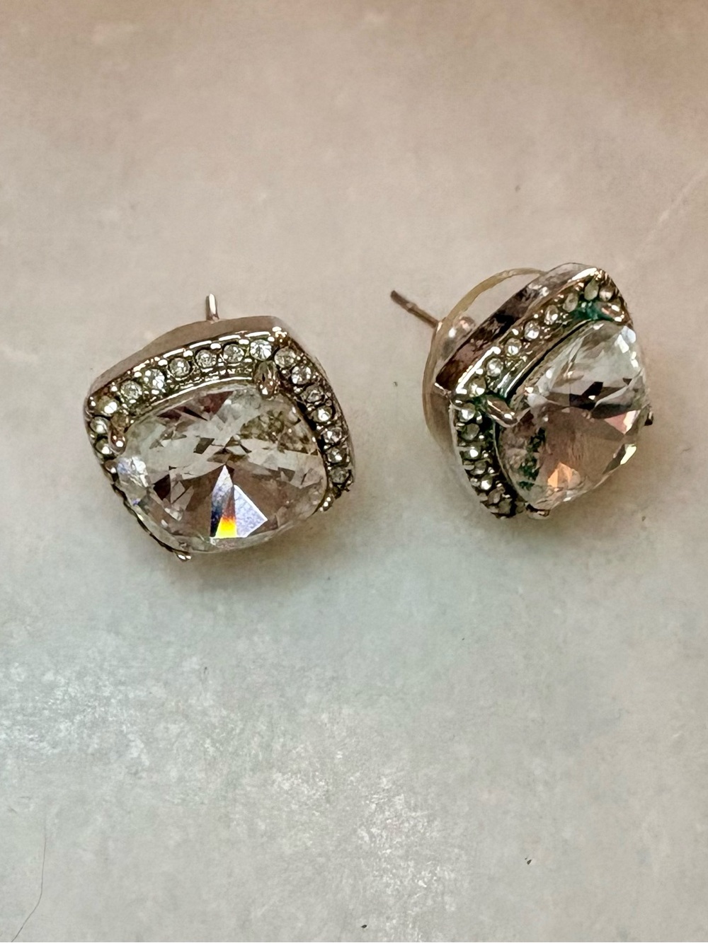 Origami Owl Crystal Cushion Halo Stud Earrings